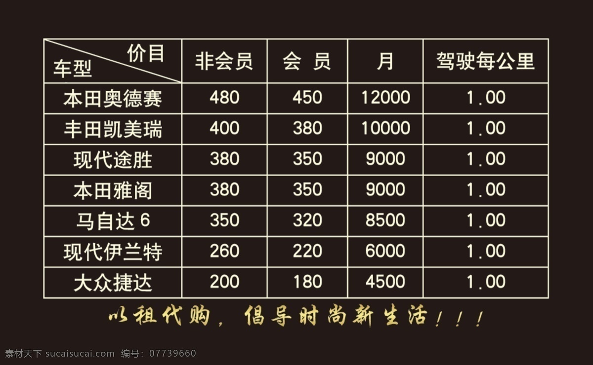 汽车租赁名片 汽车 汽车租赁 汽车名片 租赁名片 价格表 名片卡片 广告设计模板 源文件