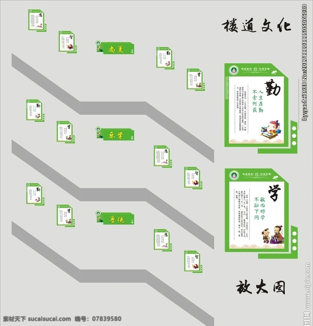 校园文化 学校楼道 学校楼层牌 楼梯间文化 学校走道