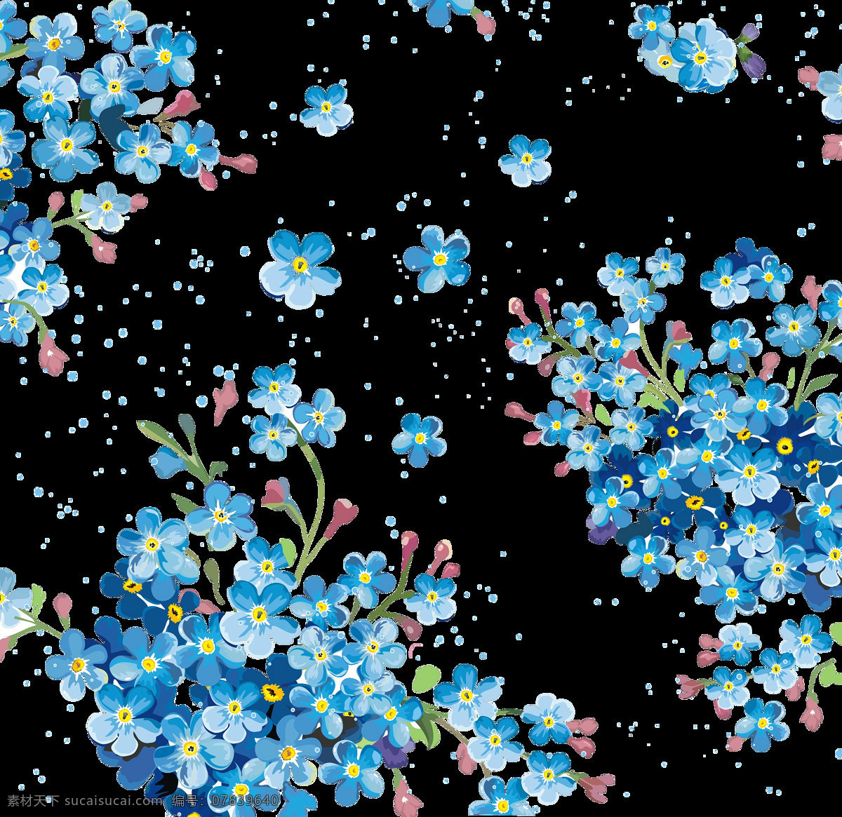 蓝色 碎花 点点 元素
