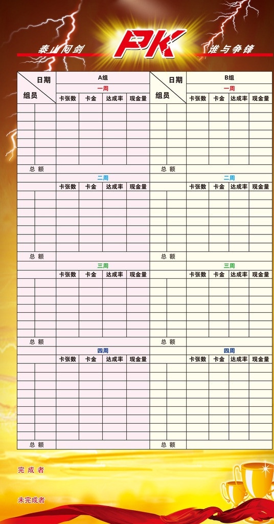 pk榜展板 表格 奖杯 飘带 云朵 分层 源文件