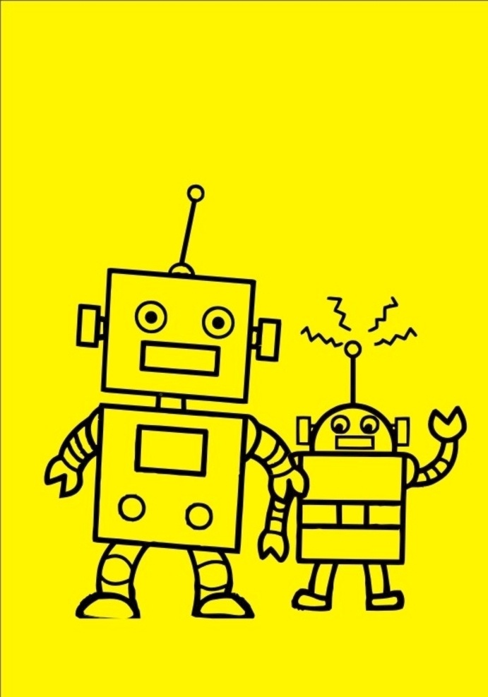 机器人图片 机器人素材 卡通机器人 机器人线稿 标志图标 其他图标