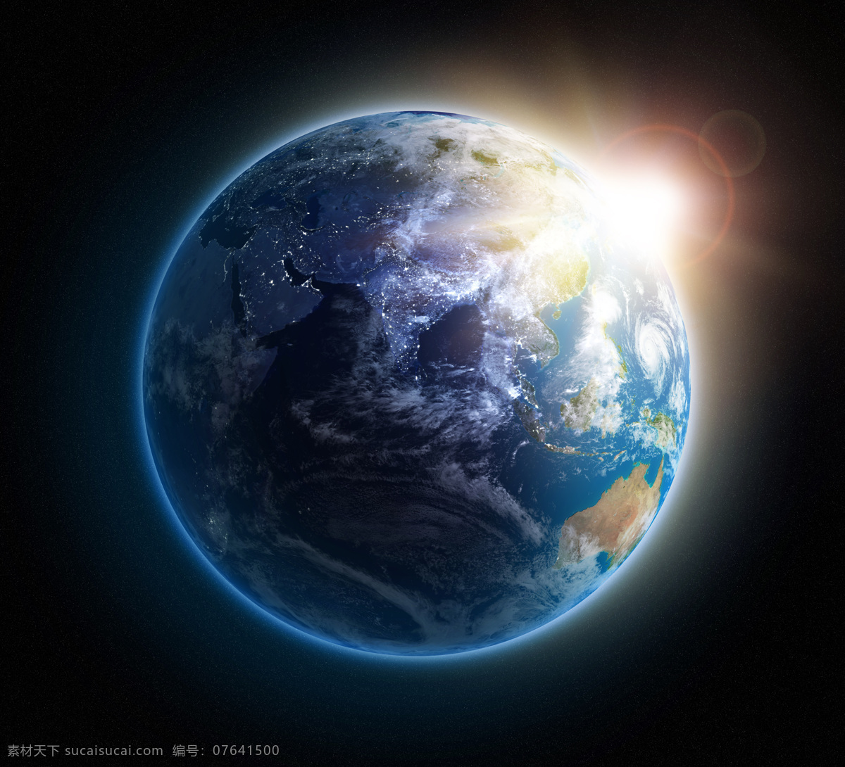 阳光 照射 地球 光晕 宇宙 蓝色的地球 生物世界