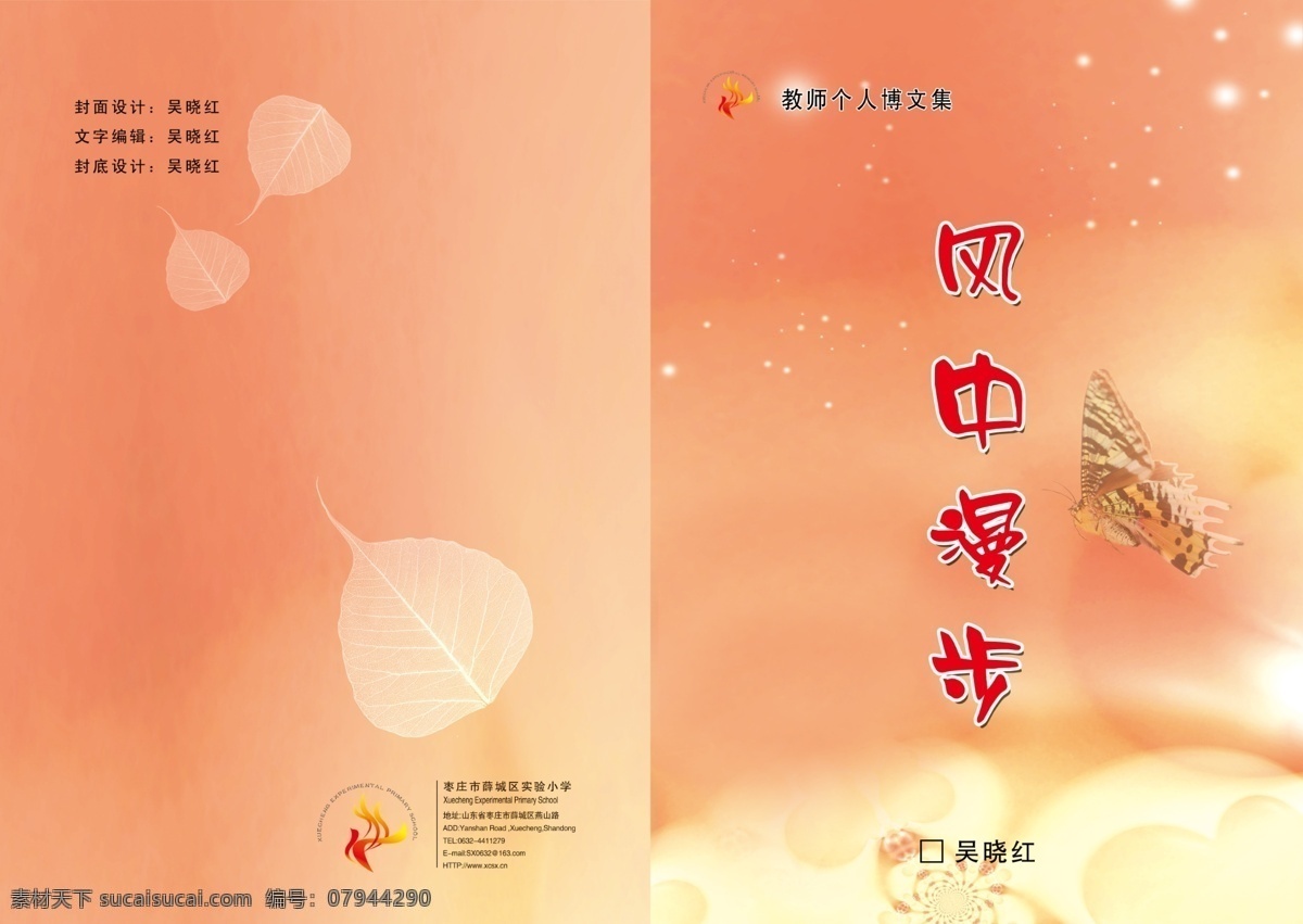 淡雅背景 底纹 封皮 广告设计模板 蝴蝶 画册设计 树叶 温馨图片 文集封皮 星星 风中漫步 源文件 其他画册封面