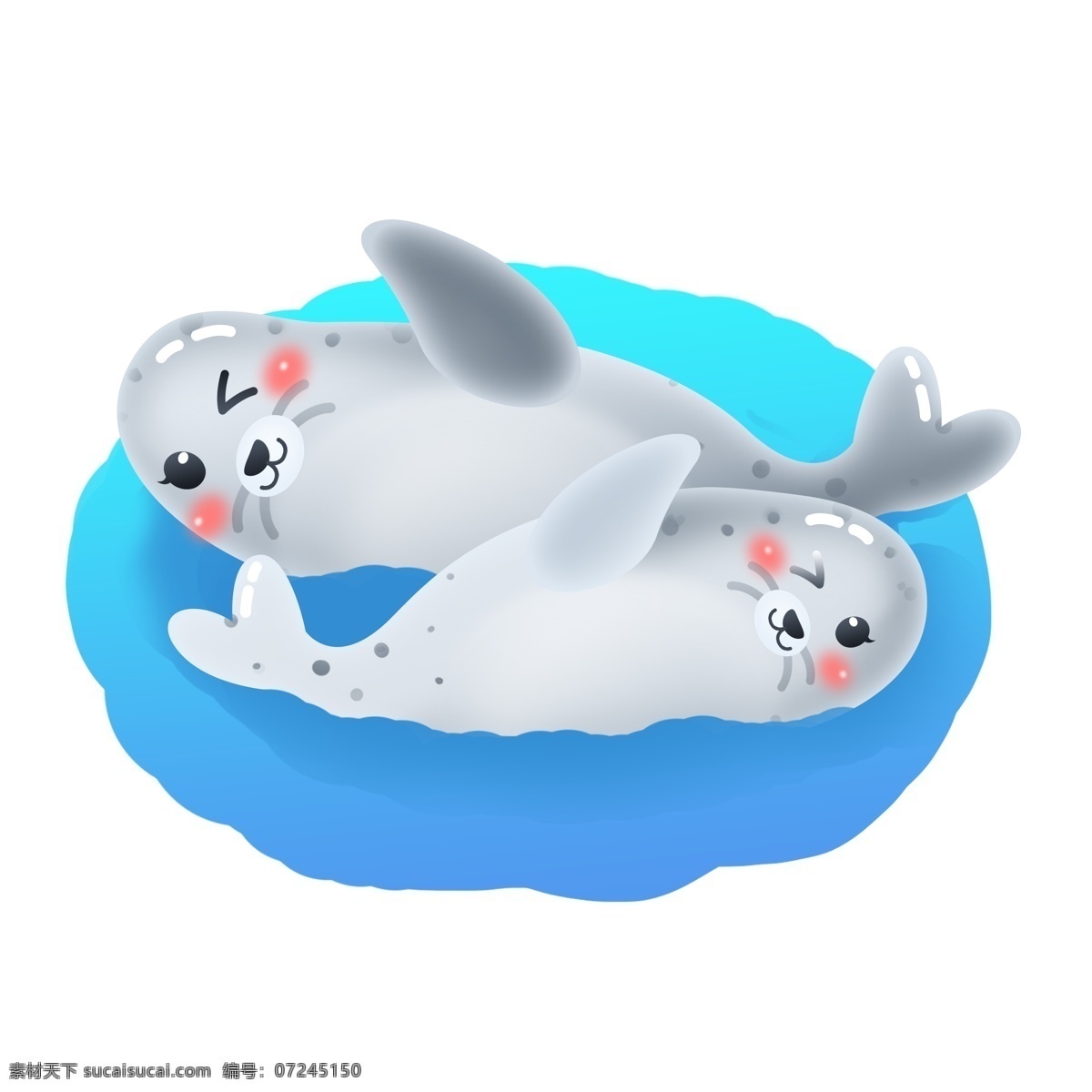 国际 海豹 节 卡通 可爱 游泳 矢量 南极 动物 公益 3月1日 小海豹 爱护动物 商用