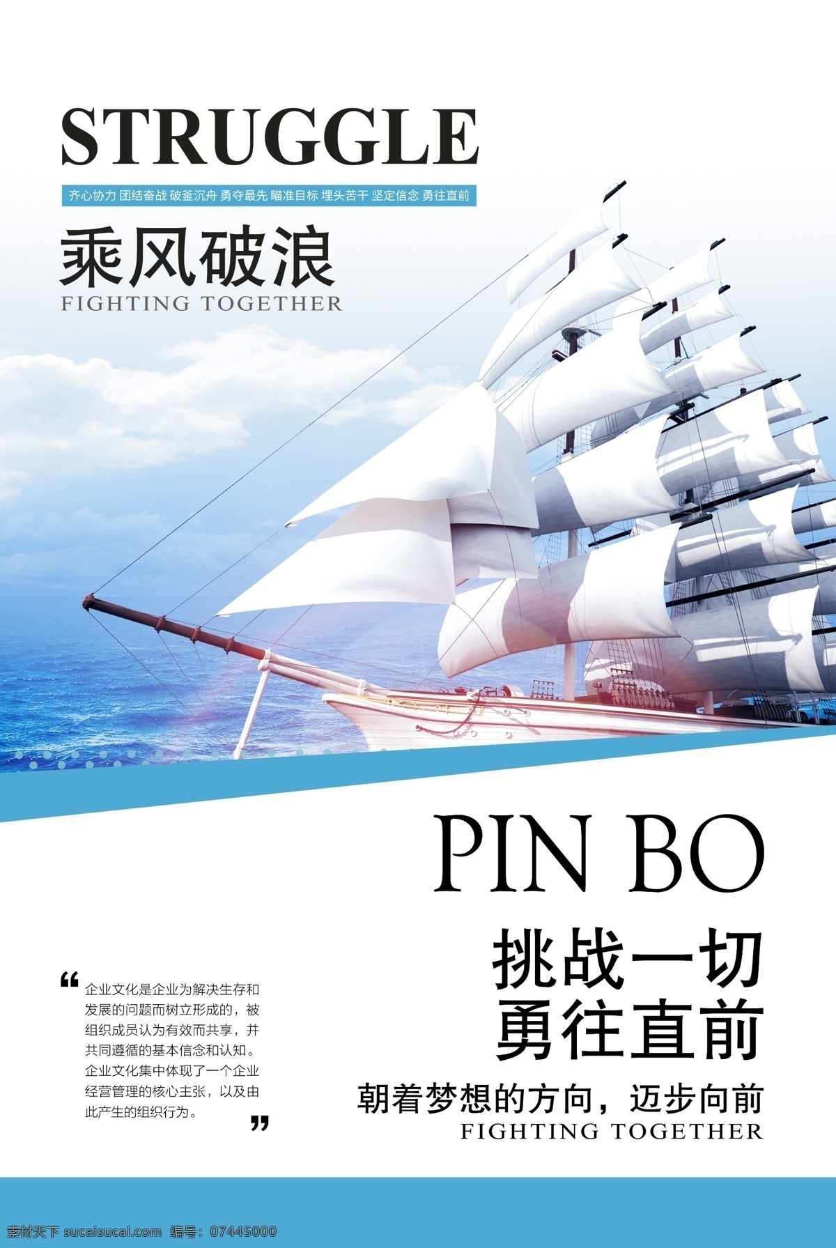 企业文化背景 乘风破浪 勇往直前 帆船 大海帆船