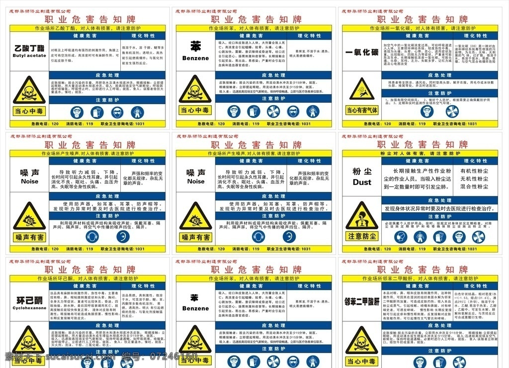 职业 危害 告知 卡 乙酸丁脂 苯 噪声 粉尘 油漆 一氧化碳 环已酮 二甲苯 工厂危害告知