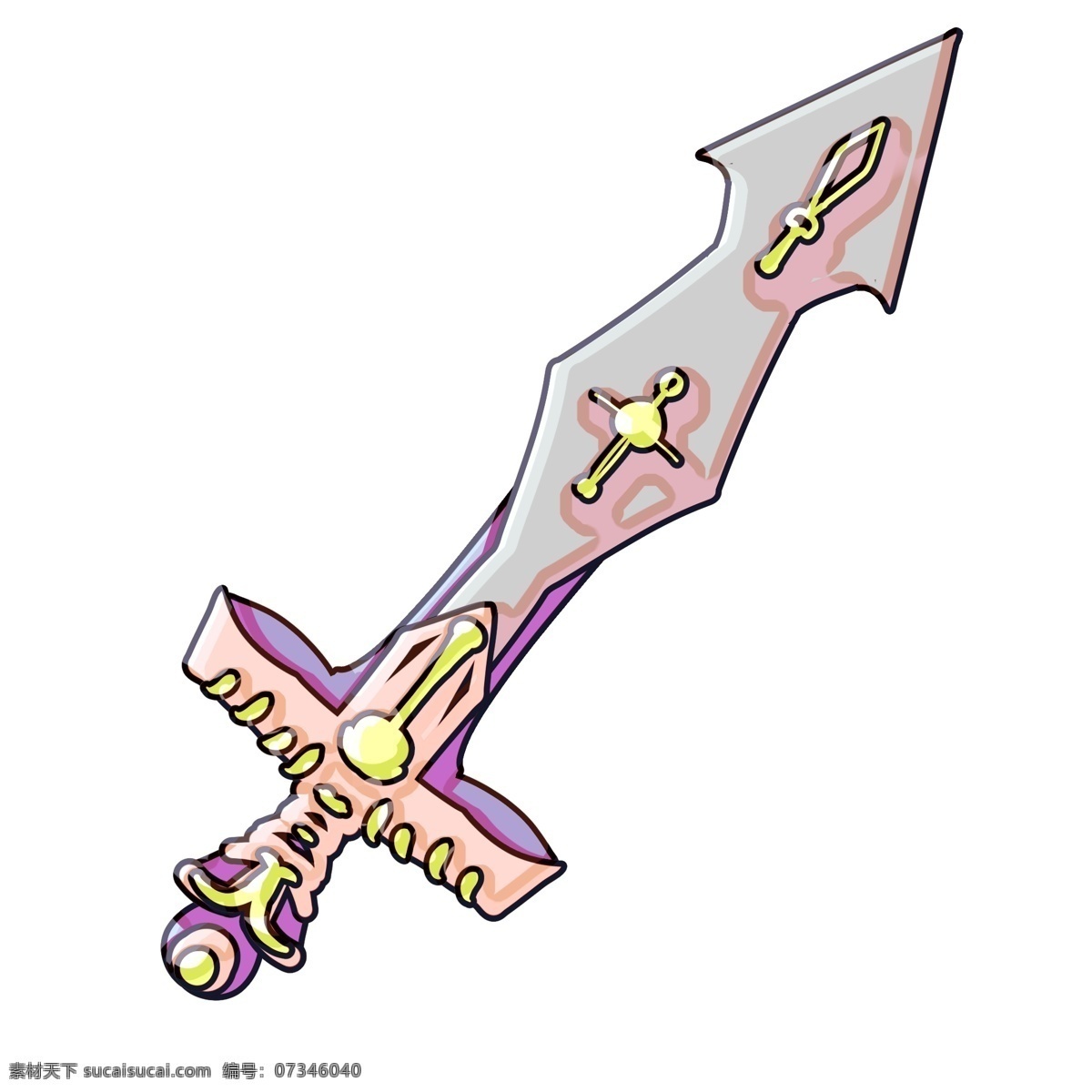 十字 宝剑 装饰 插画 十字宝剑 紫色的宝剑 漂亮的宝剑 创意宝剑 立体宝剑 卡通宝剑 宝剑装饰