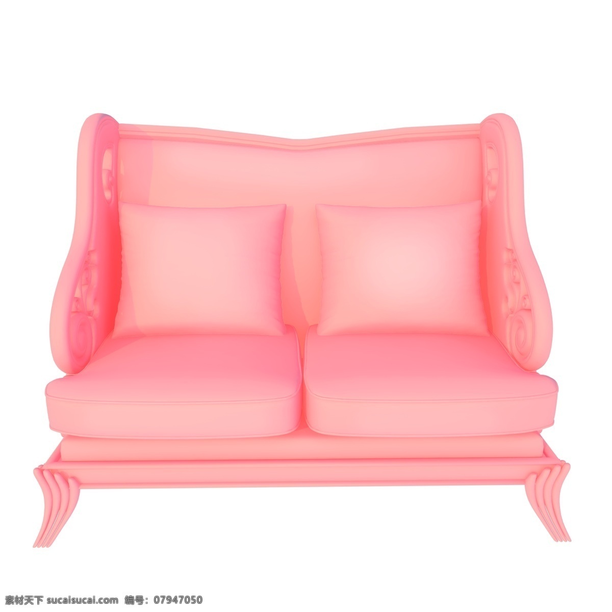 复古双人沙发 软座 沙发 沙发椅 粉色立体家居