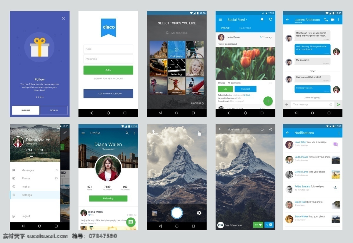 app 界面设计 旅行app 社交app 界面 手机界面 分享 白色