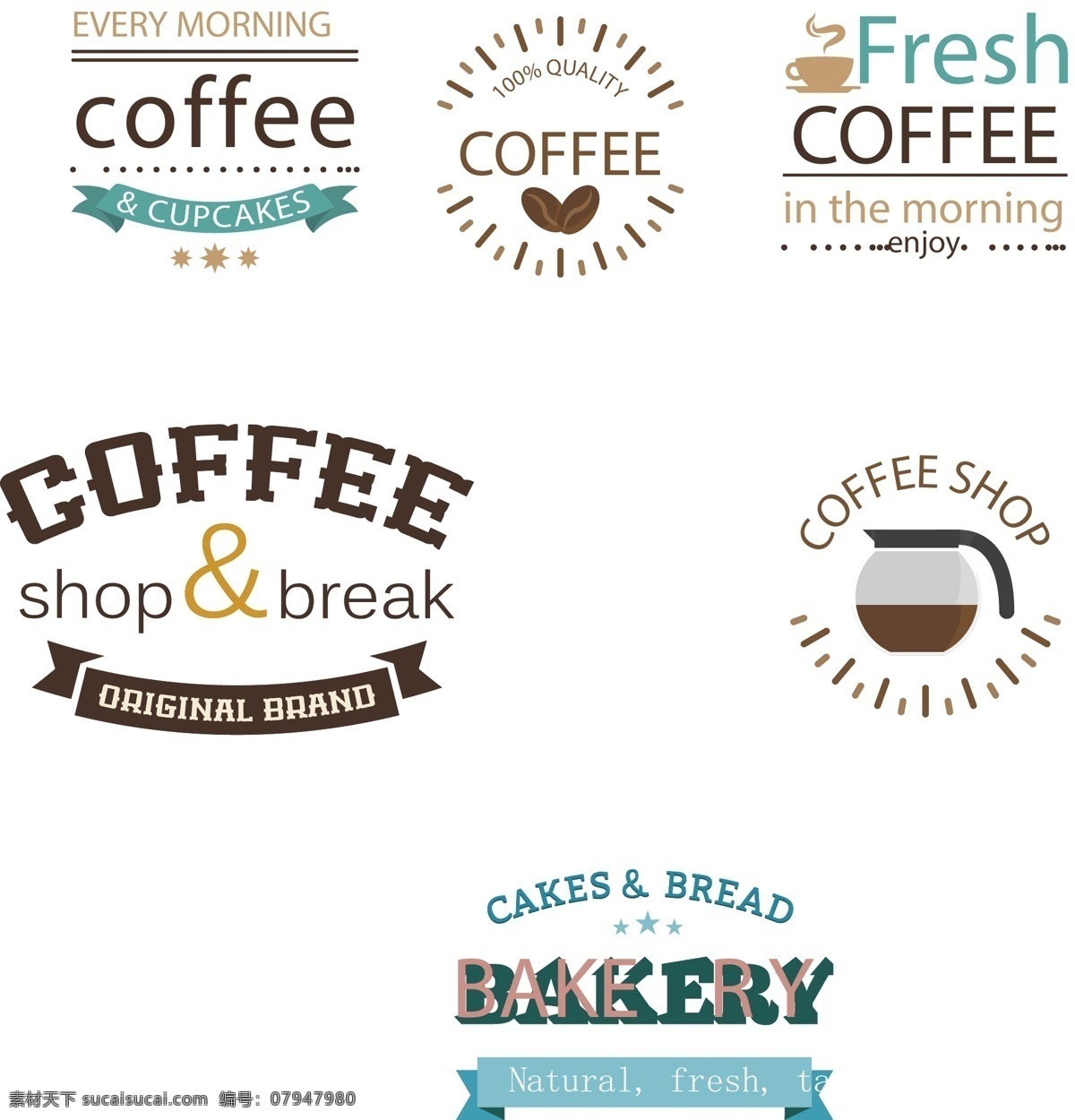 精致 咖啡 标志 矢量 欧美风 英文 咖啡豆 咖啡店 矢量素材 咖啡壶 咖啡标志