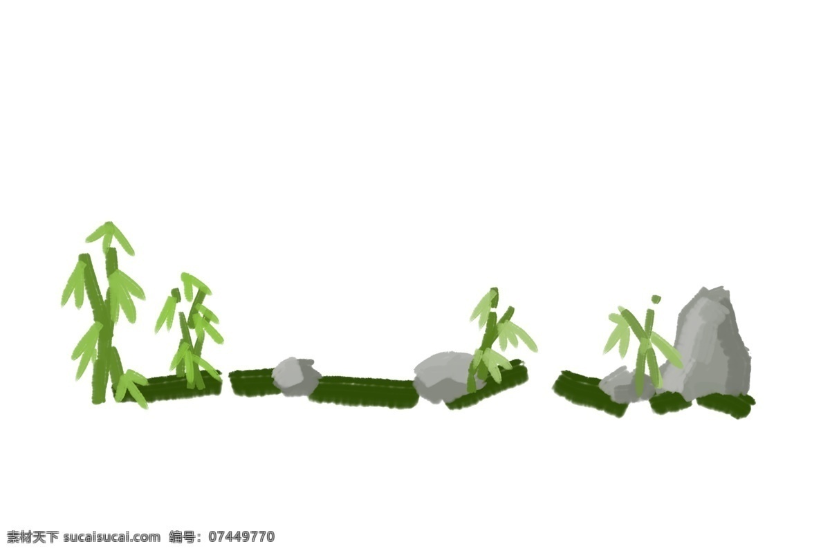 竹子 石山 分割线 插画 竹子分割线 石山分割线 石头小山 竹子插画 植物 插图
