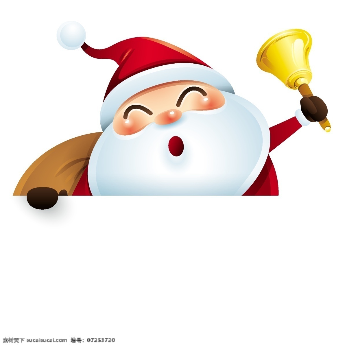 海报 装饰 圣诞节 老人 矢量 黄色 铃铛 红色 白胡子 卡通 人物 形象 节日