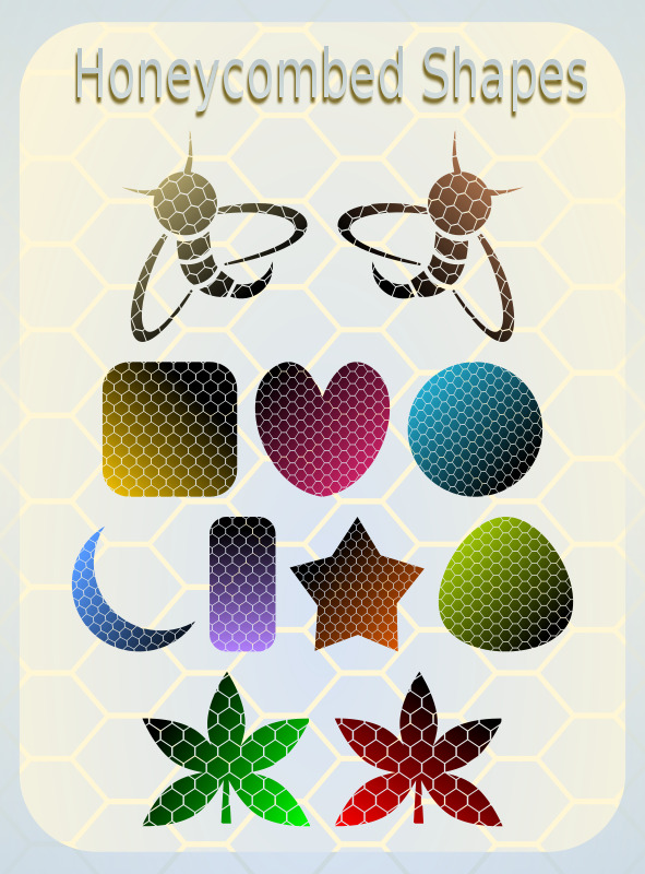 蜂窝 形 爱 广场 昆虫 蜜蜂 明星 模式 三角形 心 形状 叶 圆 丰富多彩的 新月 蜂窝状的 矩形的 插画集