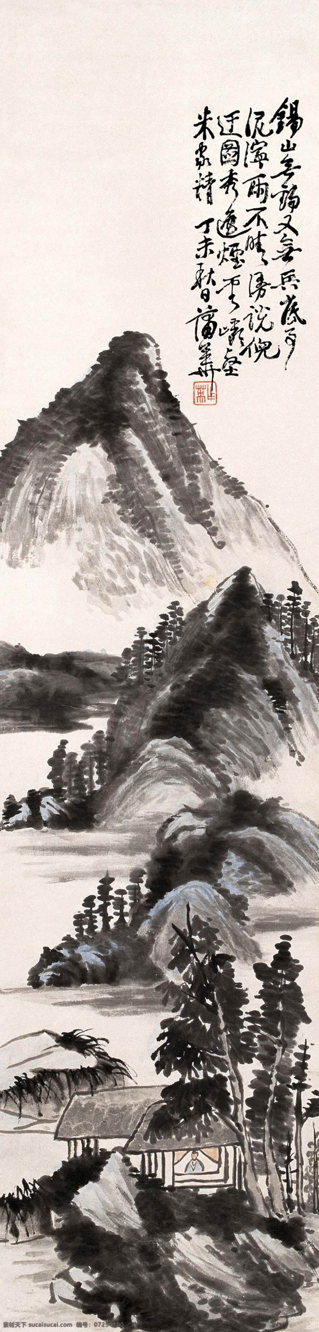 水墨 山水画 水墨画 风景画 名画 国画 中国画 绘画艺术 装饰画 挂画 书画文字 文化艺术