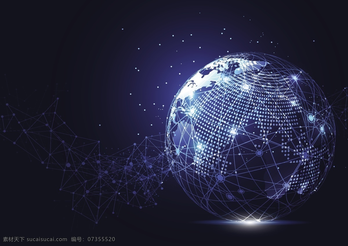 商务 全球化 网络 连接 模板 联接 世界 地球 环球 蓝色 点线 矢量 模版 元素 矢量素材 现代科技