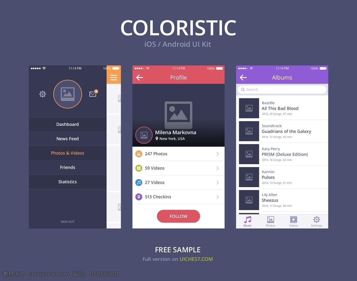 扁平化 coloristic app gui 界面设计 ui界面 手机界面 app界面 白色