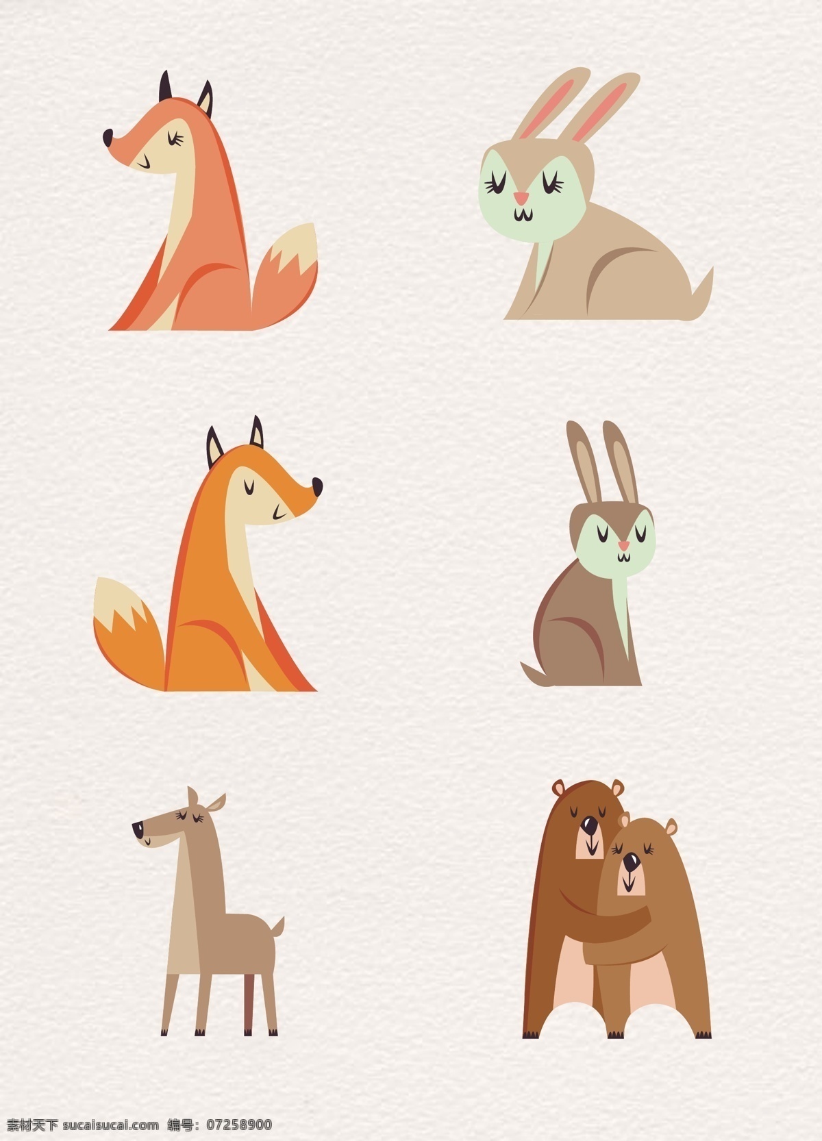 各种 动物 分布图 高清图片 狐狸 兔子 卡通 动植物 狗熊