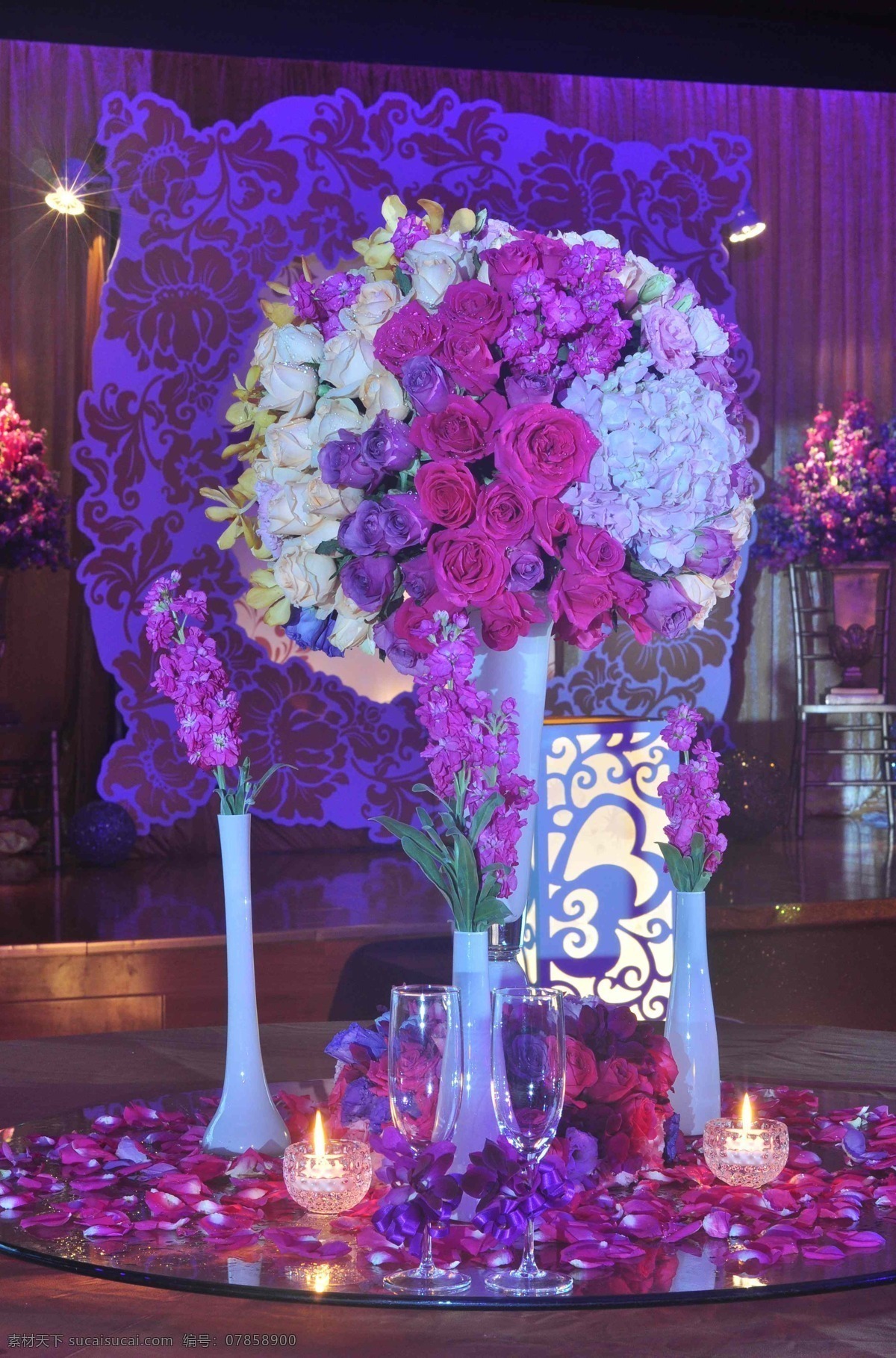 婚礼花材 鲜花 婚礼 花艺 花材 主桌花 婚礼用花 绢花 假花 仿真花 花 装饰 文化艺术 节日庆祝 紫色