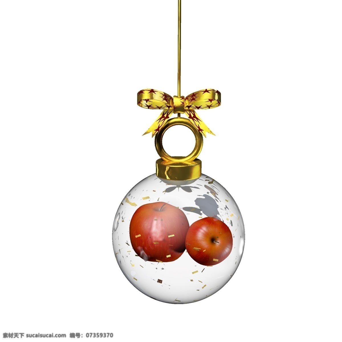 金色 圣诞 元素 水晶 玻璃球 挂件 苹果 彩色 卡通 红色 圣诞元素 平安果