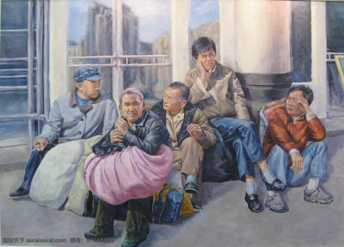 工人 回家 绘画书法 建筑 农民 人物 文化艺术 油画 设计素材 模板下载 油画人物 反乡 热潮 家居装饰素材