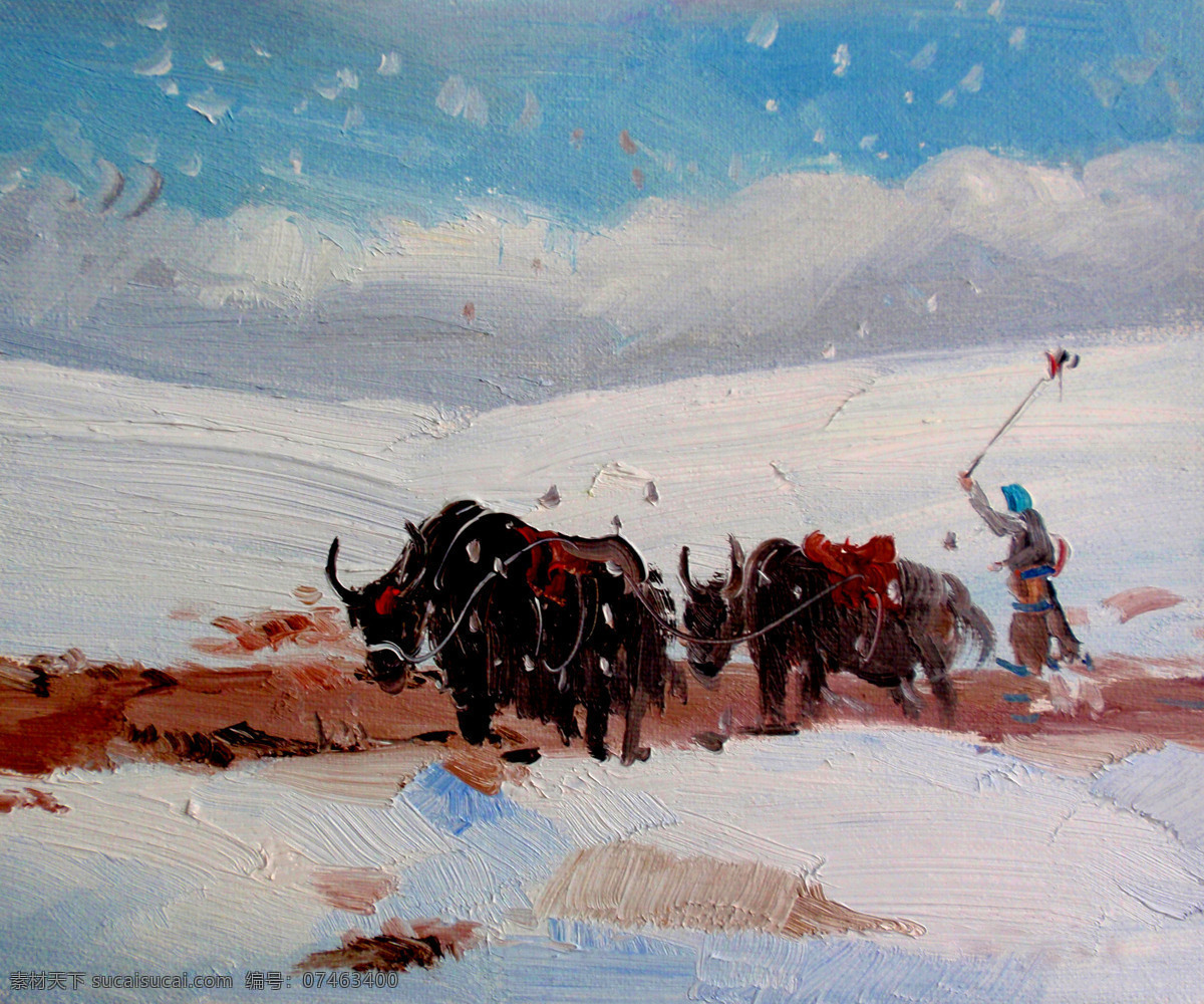 牧牛 绘画书法 美术 山岭 水牛 文化艺术 油画 油画艺术 原野 牧人 油画作品38