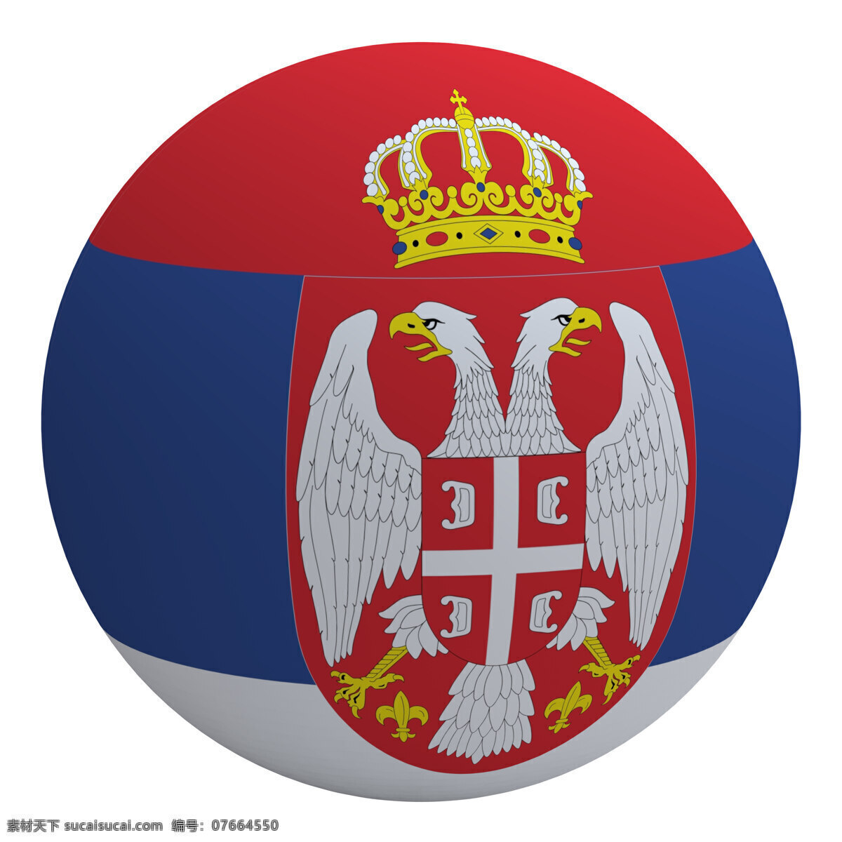 塞尔维亚 国旗 上 球 孤立在白色