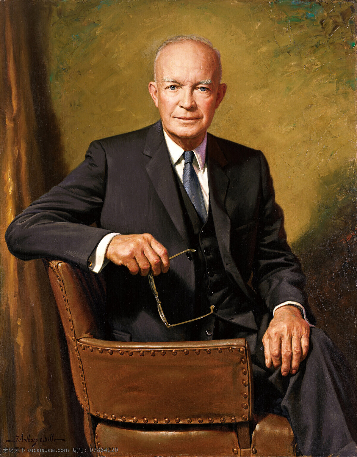 艾森豪威尔 美国总统 肖像画 名将 军事家 二战名人 文化艺术 绘画书法