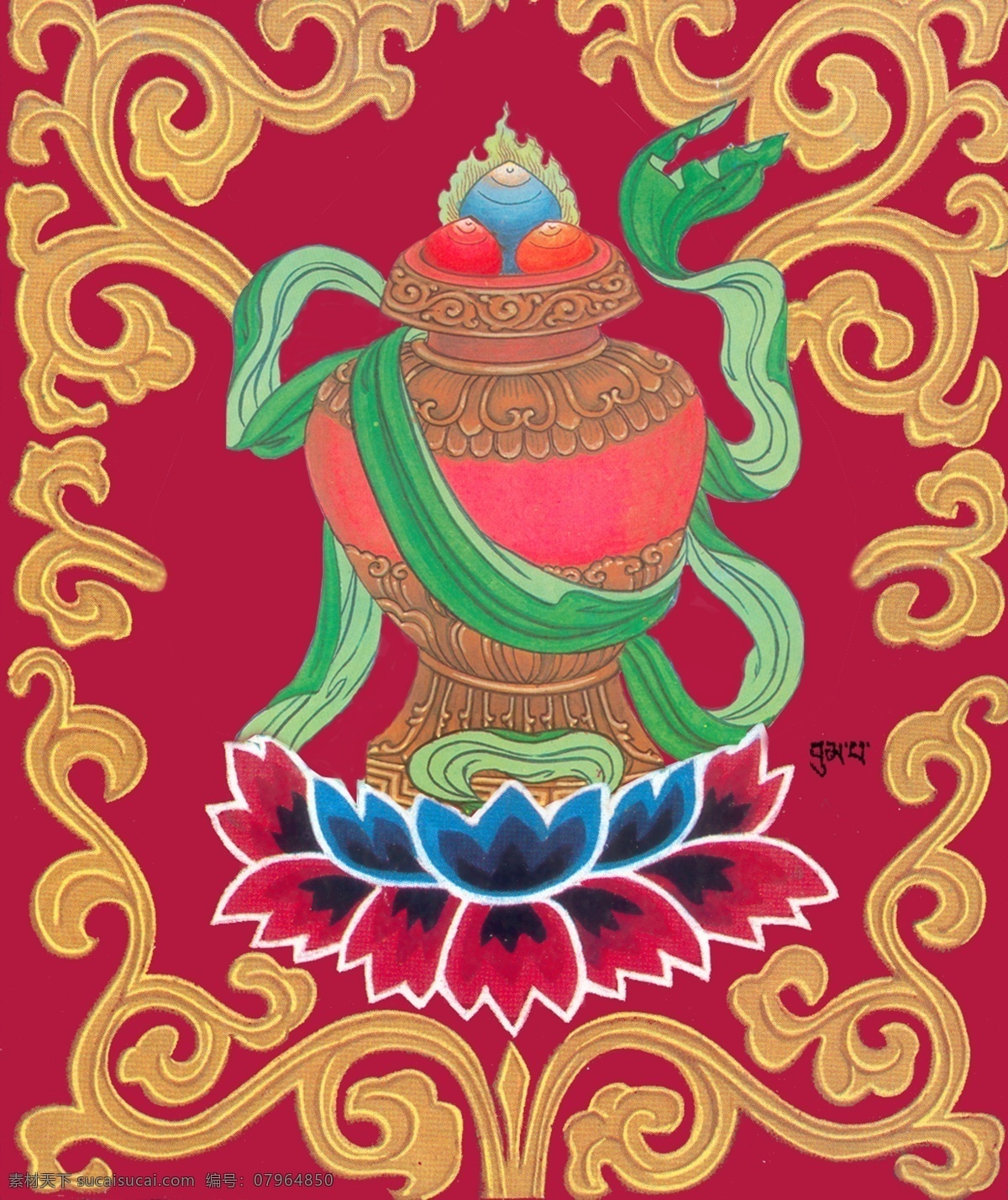 宝瓶 藏族 西藏 八吉祥 八宝图 吉祥图案 佛教图案 佛教 吉祥 八宝 图 分层 源文件