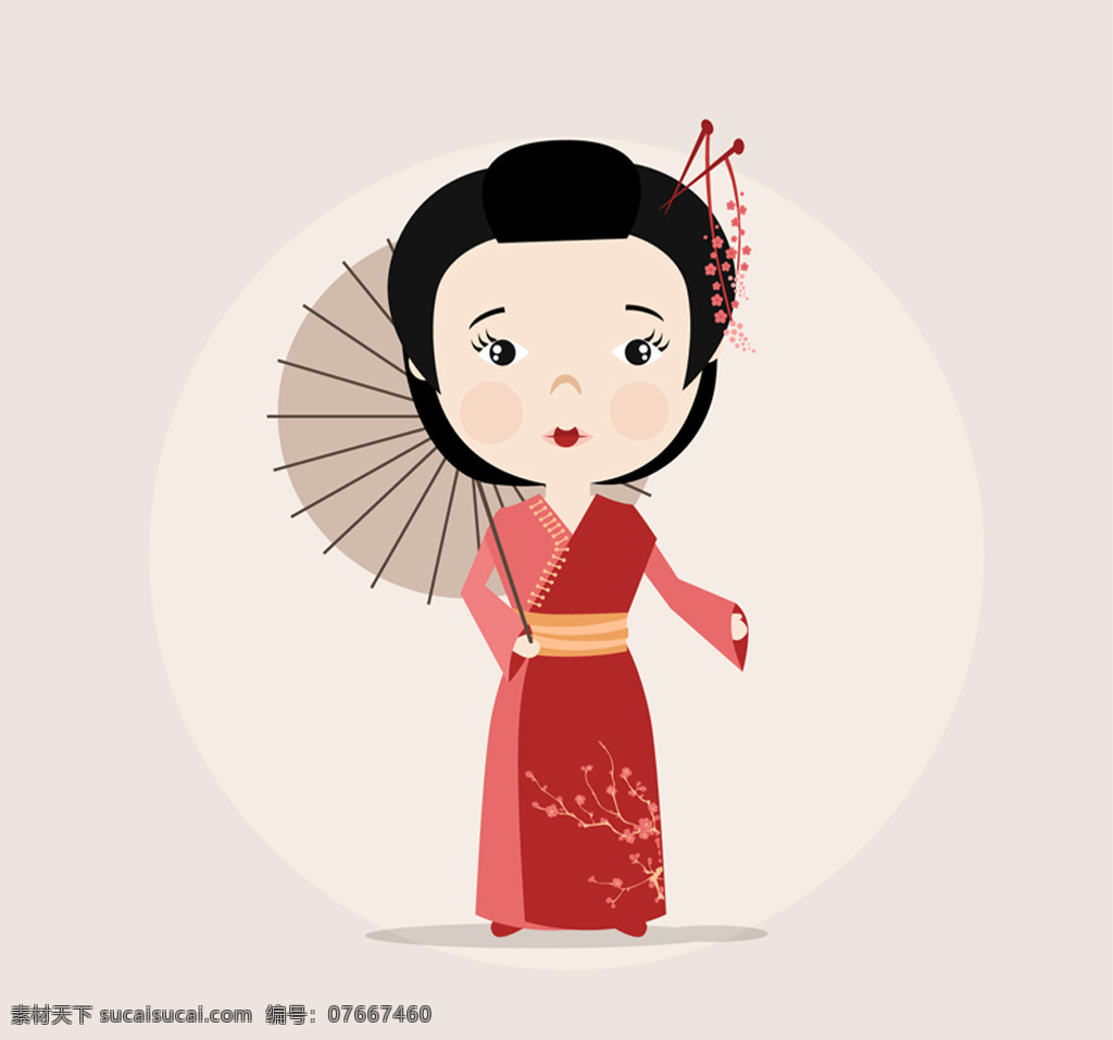 穿着 和服 日本 女性 矢量图 日式 卡通 白色