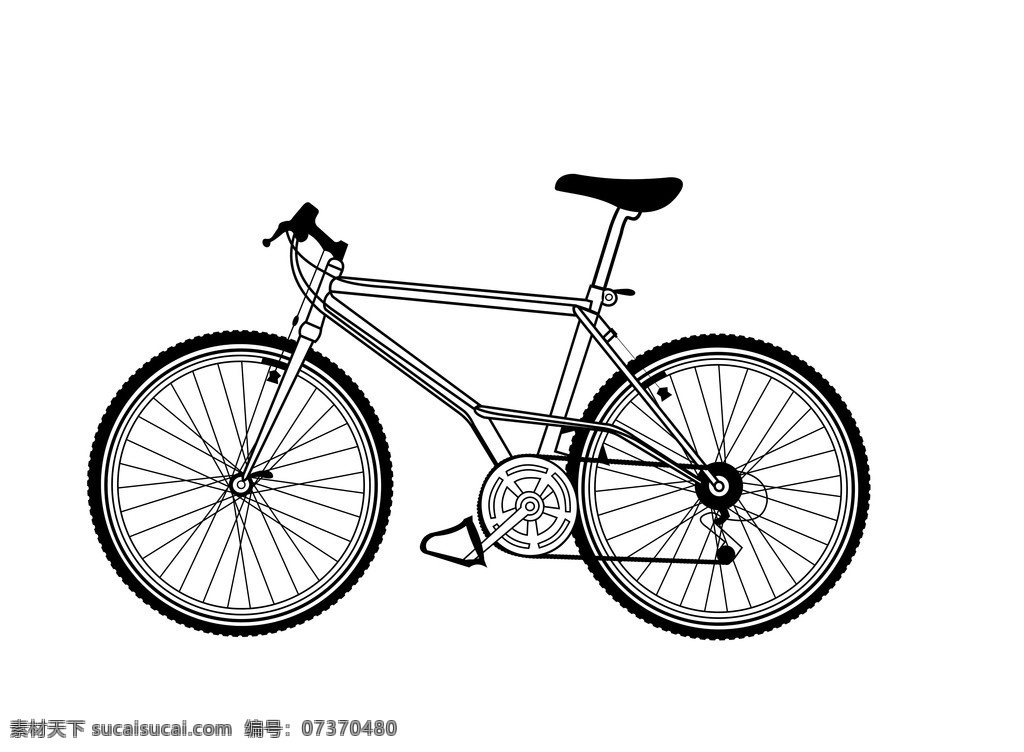 自行车 轮胎 脚踏板 链条 自行车座 自行车框架 整体 线条 组成