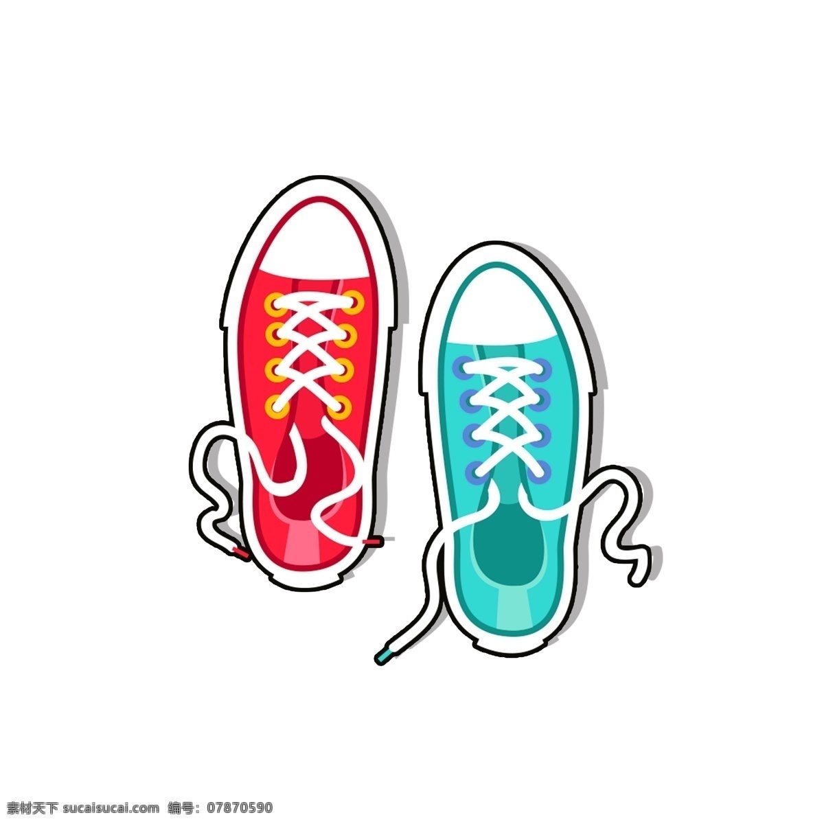 帆布 鞋 彩色 鸳鸯 装饰 红色 蓝色 元素 简约 帆布鞋 手绘