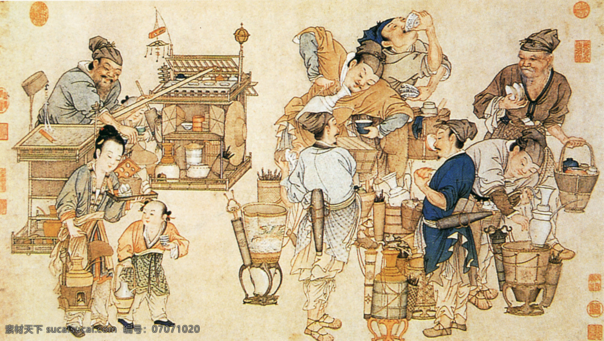 小桥流水 人家 壁画 古代人物 人物 人物画像 小桥流水人家 中国风 中国文化 中华艺术绘画 民间人物 文化艺术