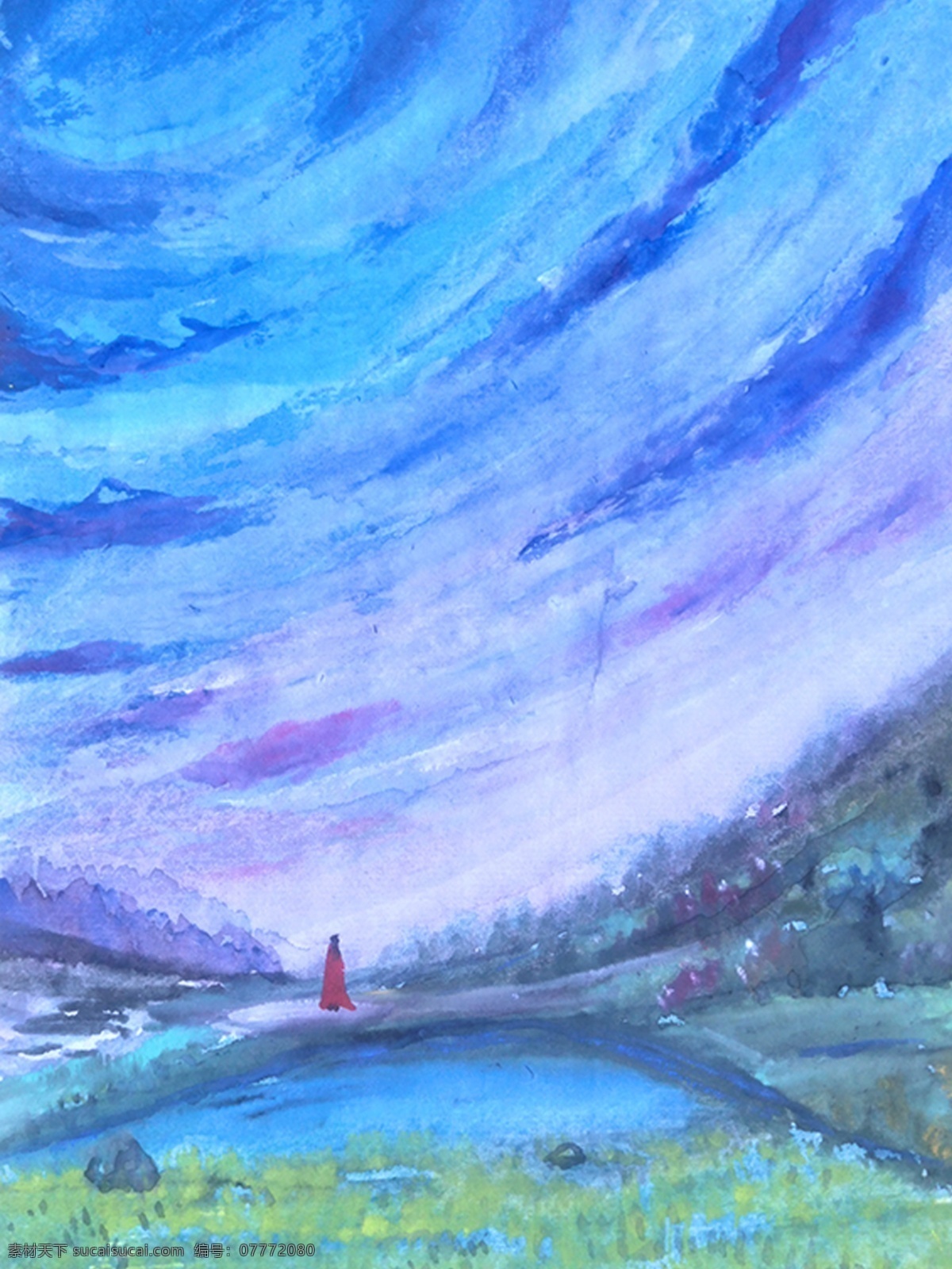 全 原创 手绘 插画 美景 背景 插画背景 手绘风景 手绘背景 星空背景