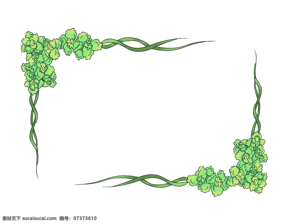 春季 花卉 边框 插画 黄花绿叶 花朵 花朵边框 春季边框 花卉边框 植物边框插图 植物边框