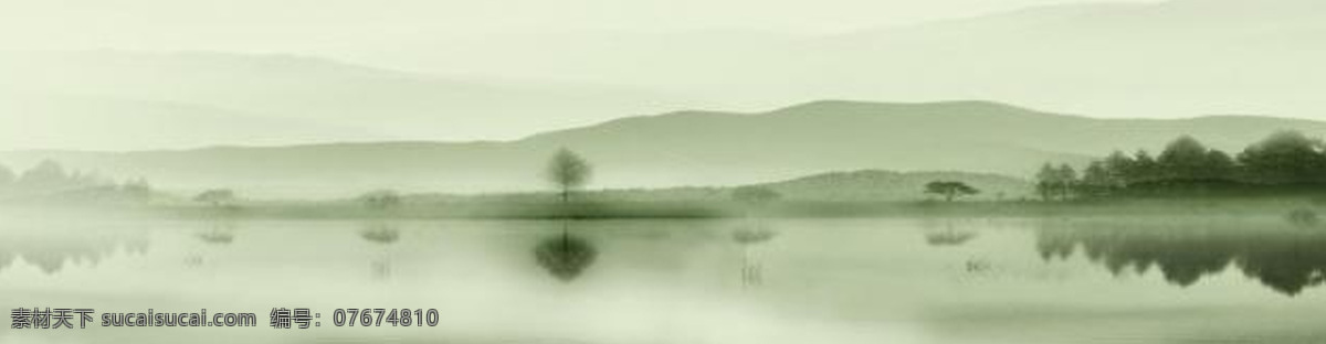 江边 水墨 山水画 banner 背景 大气 海报 古典风