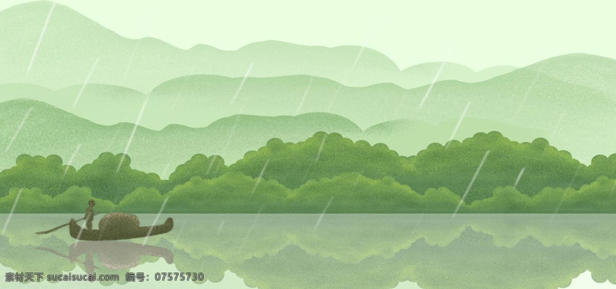 二十四节气 谷雨 中国 风 水墨 banner 中国传统节气 播种 劳作 农民 简约 中国风 下雨