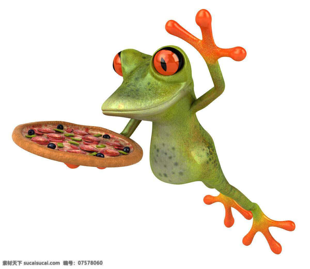 披萨 青蛙 动物 卡通动物 漫画插画 卡通青蛙 食物 水中生物 生物世界