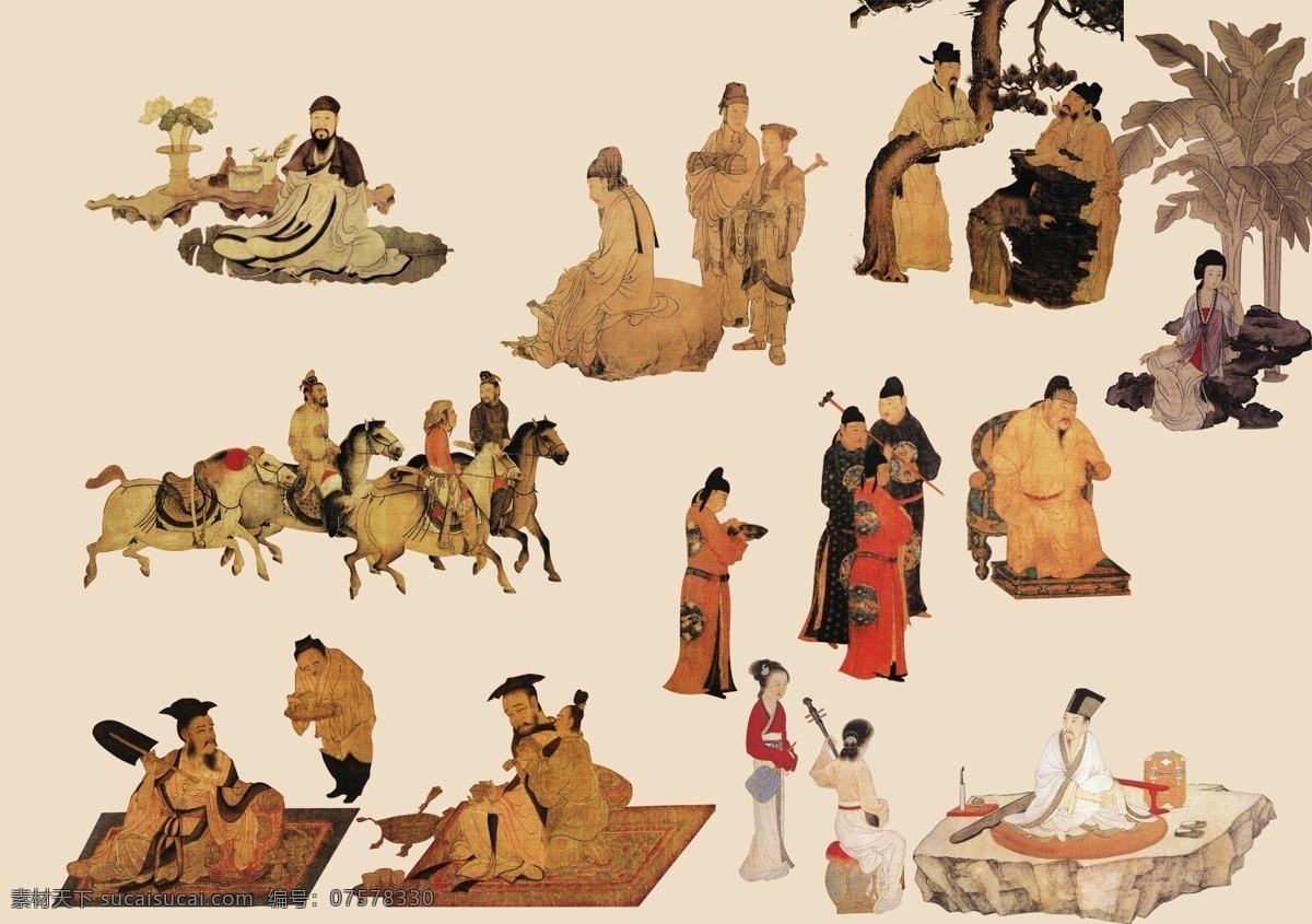 古典人物 古代人物 历史人物 古装人物 古装 中国元素 古典元素 中国风 分层 源文件