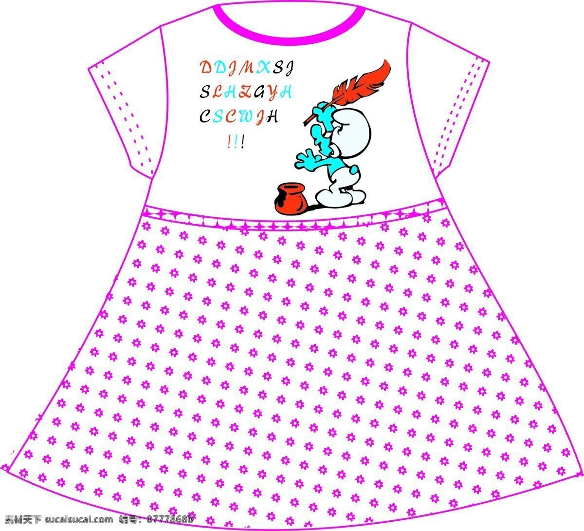 裙子 花朵 文化艺术 羽毛 字母 史诺比 儿童连体裙子 矢量图 艺术字