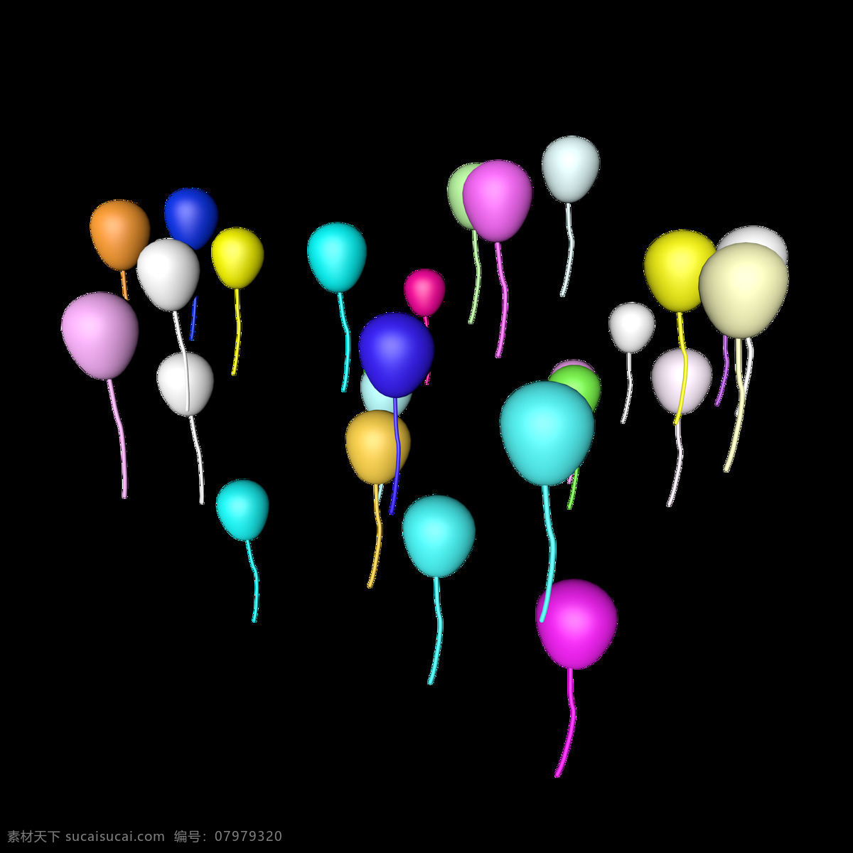 3d 彩色 气球 c4d 建模 漂浮 彩色气球 漂浮气球 飞翔气球 c4d气球
