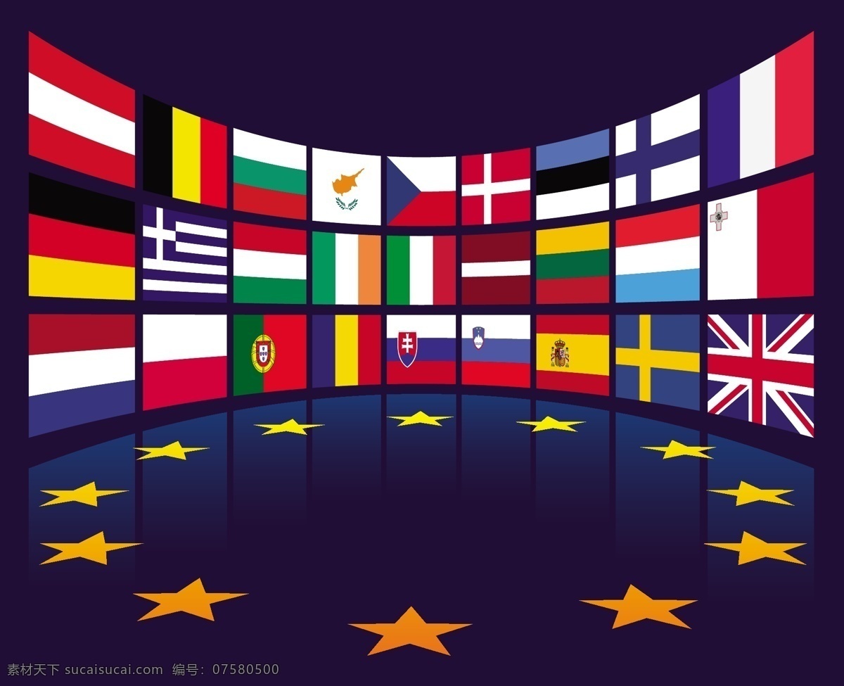 欧盟 国家 旗帜 矢量 蓝色