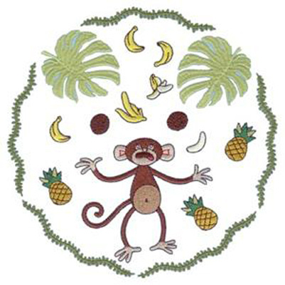 绣花免费下载 动物 服装图案 猴子 水果 绣花 植物 面料图库 服装设计 图案花型