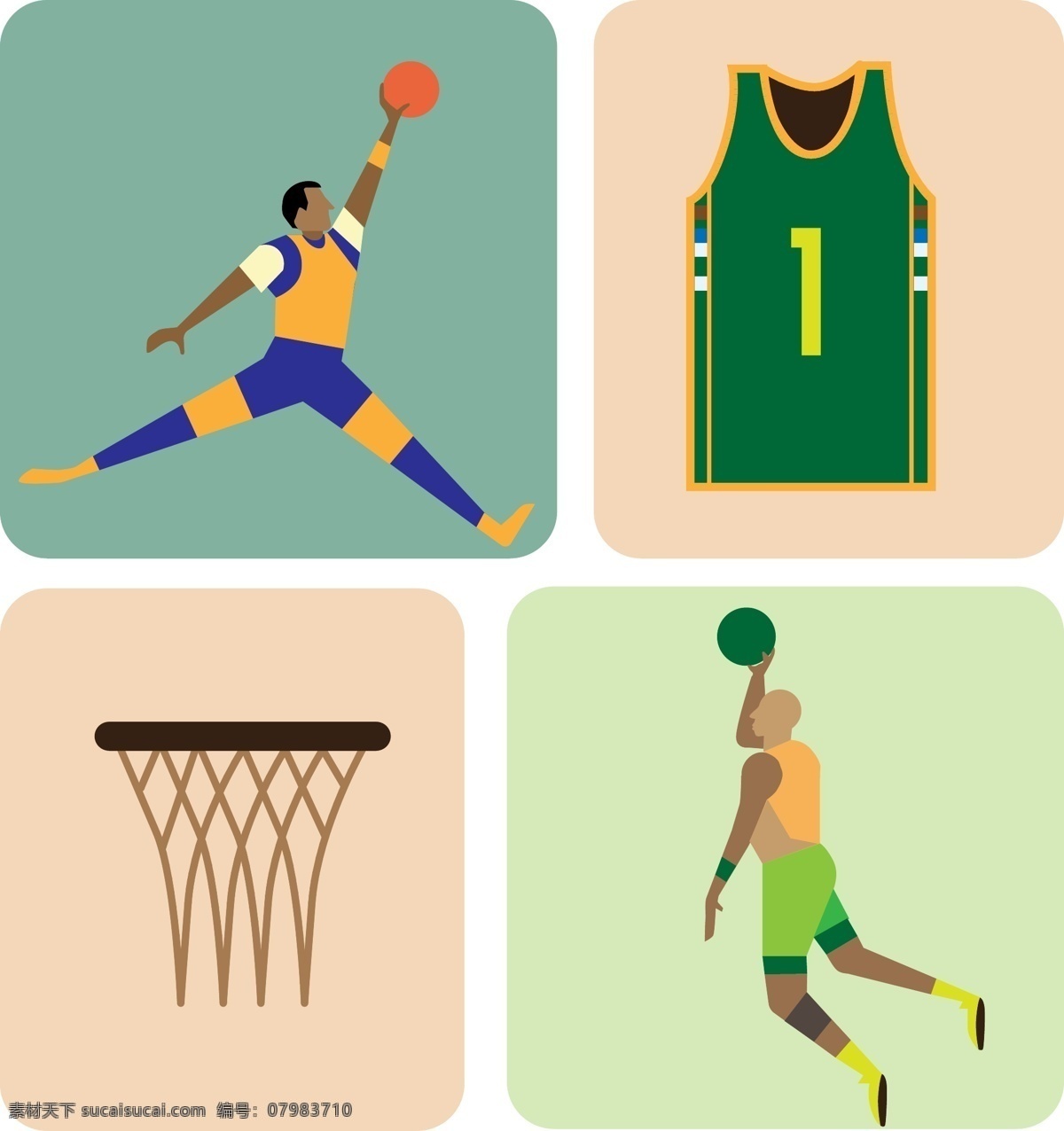 蓝绿 色系 nba 运动 人物 装饰物 篮球 投篮 背心 篮圈 蓝绿色系