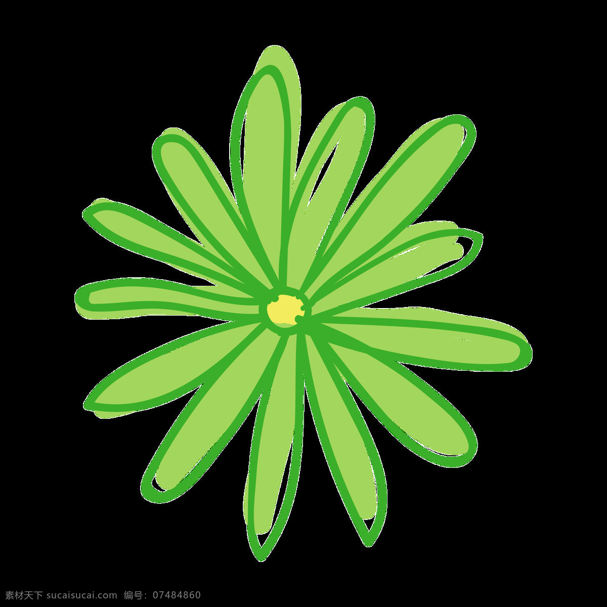 卡通 花叶 透明 装饰 绿色 免扣素材 透明素材 植物 装饰图案