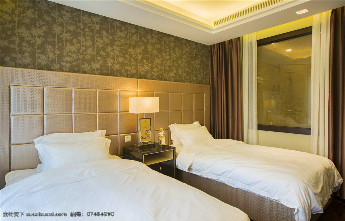 3d模型下载 3d效果图 背景墙 东南亚风格 酒店 客房 室内设计 卧室 精品 效果图
