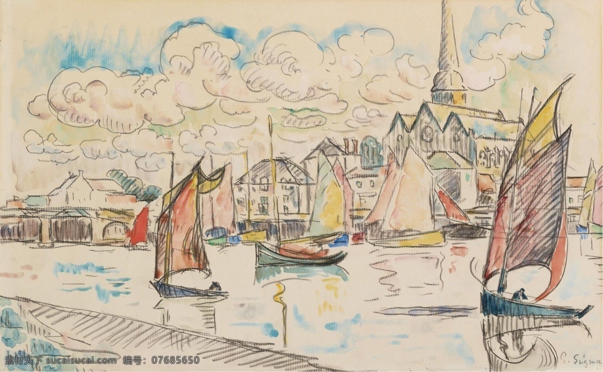 大师 画家 风景画 静物 油画 建筑 装饰画 port the in sailers signac paul 人物 高清 西方 国外 现代 家居装饰素材