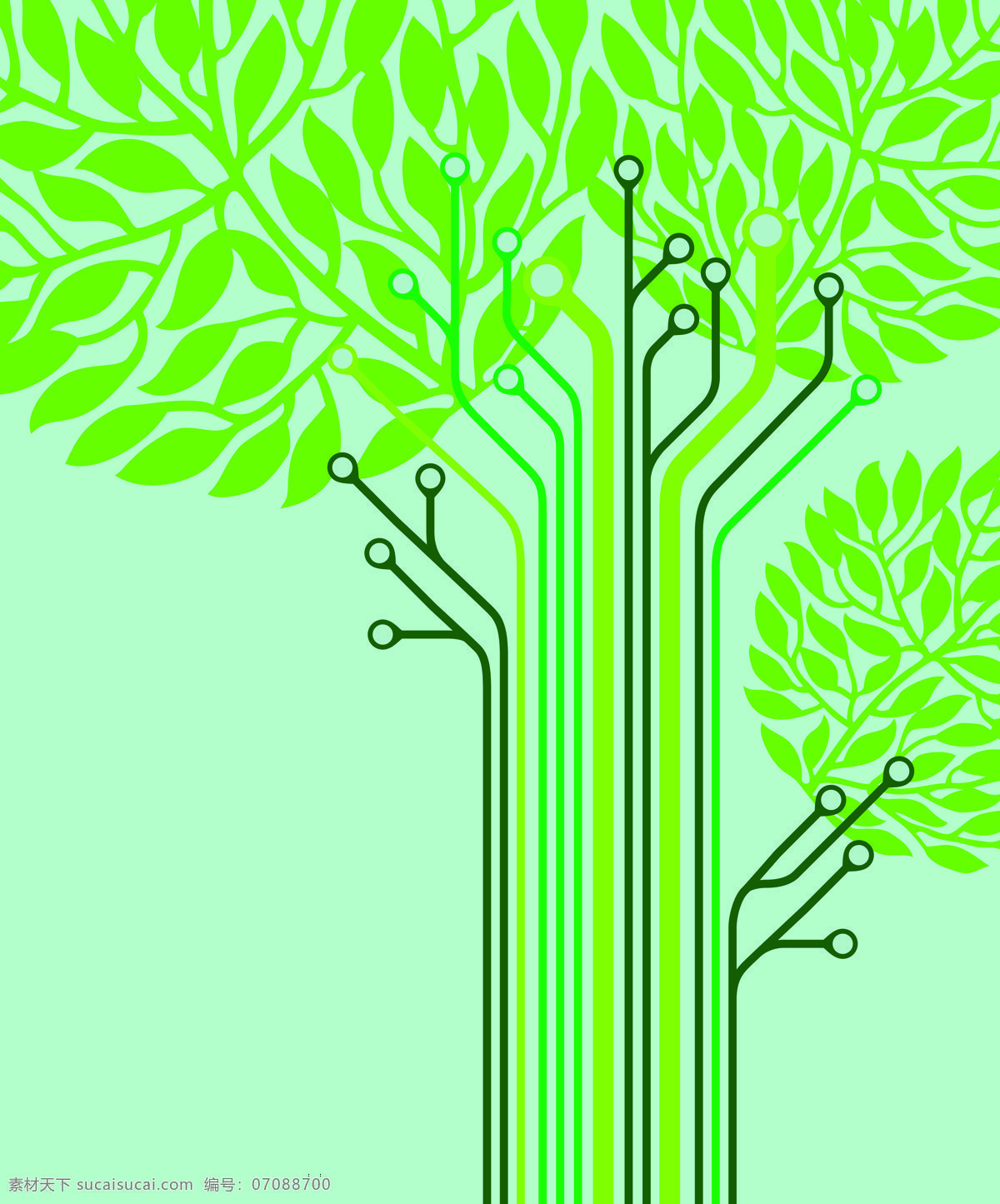 树 芯片 线路 树叶 树枝 绿色科技 环保 绿色电路 巨幅背景 设计用图