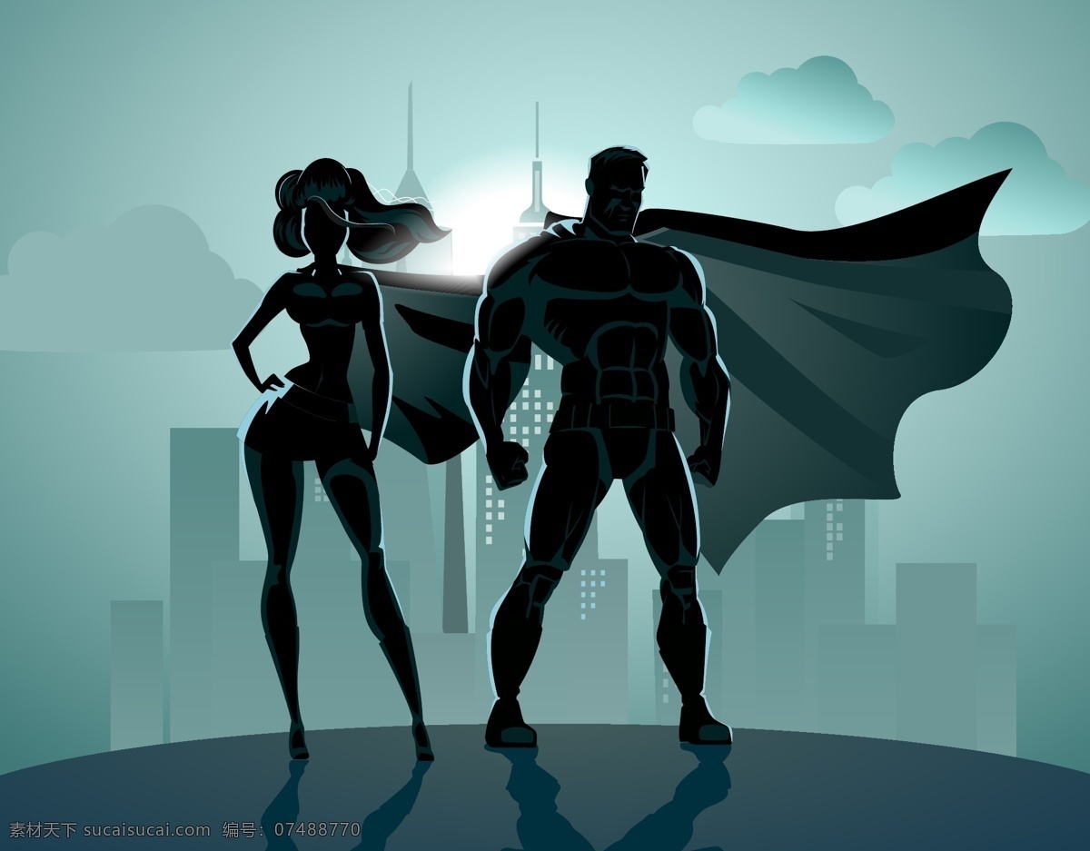 超级英雄人物 超级英雄 英雄人物 卡通超级英雄 卡通英雄人物 超人 女超人 超人矢量 女超人矢量 共享设计矢量 人物图库