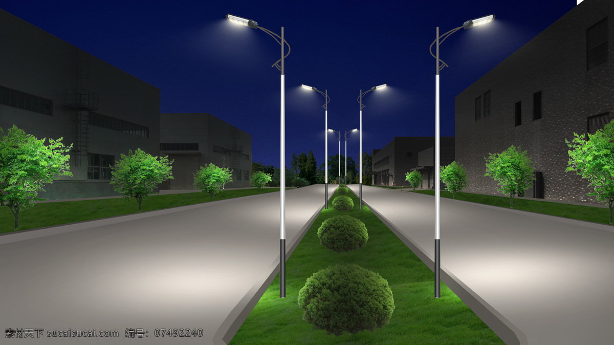 道路效果 路灯效果 道路亮化 道路 景观 3d设计