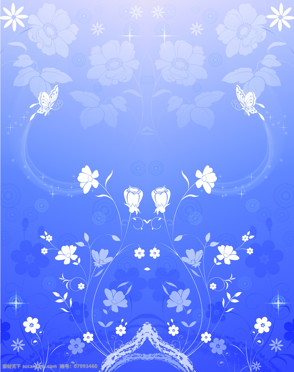相依免费下载 对称 花藤 花枝 蓝色背景 星光 索亚 c3207 暗底 被色花朵 家居装饰素材 移门